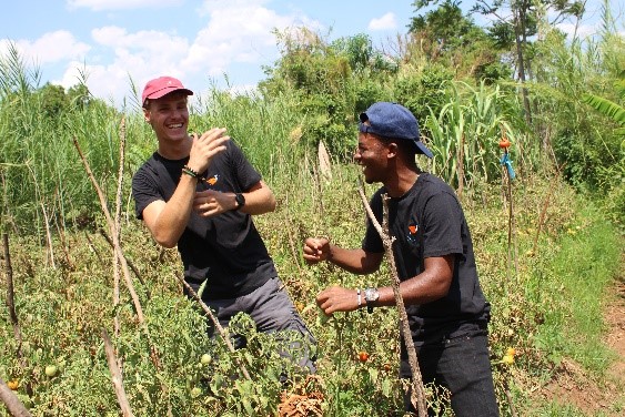 Visiting farmers with Chongo